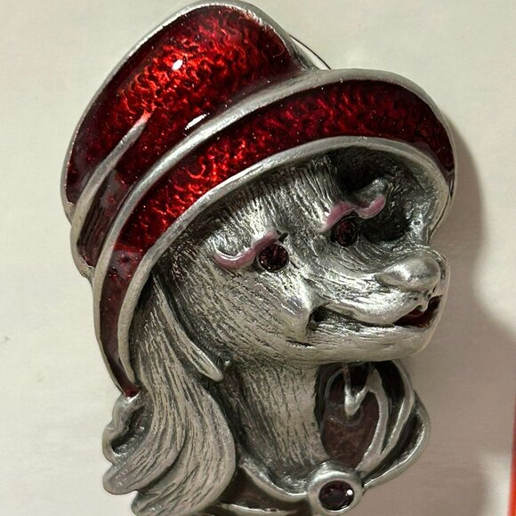 Dog Pin With A Drop-Down Loop For Eyeglasses And Id Vintage #RPJ6M - Picture 4 of 5